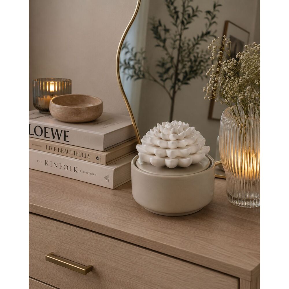 Ceramic Essential Oil Diffuser: White & Cream Boho Non-Toxic Natural Fragrance